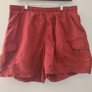 LL Bean Swim Trunks Mens Large Orange Quick Dry Mesh Lined Board Shorts Pocket